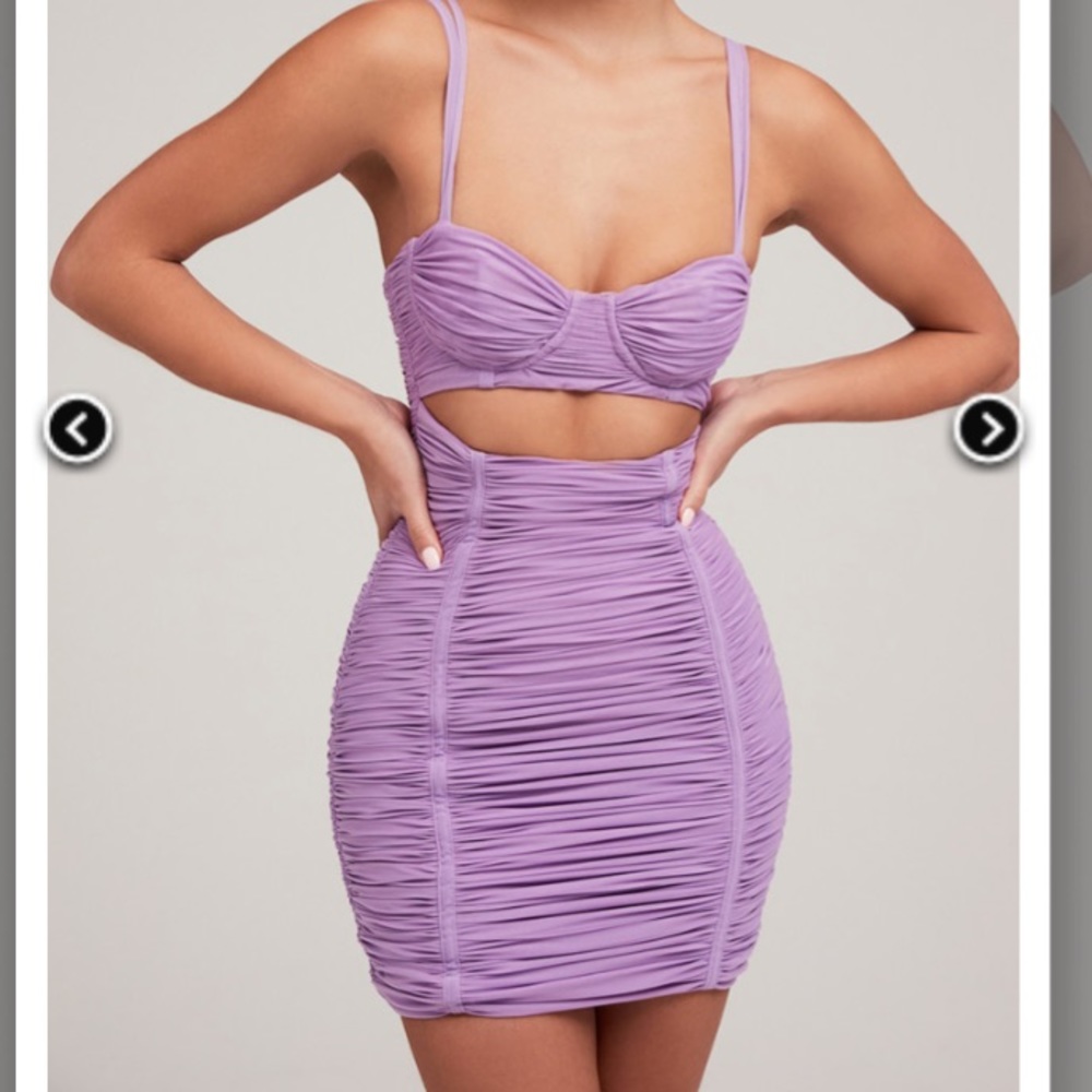 MISTRESS ROCKS- lilac cutout ruched dress